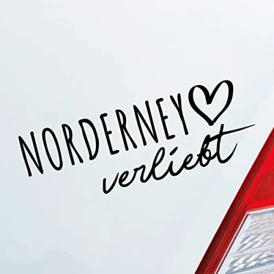 Abbildung von Hellweg Druckerei Norderney verliebt Herz Insel Nordsee Liebe Car Auto Aufkleber Sticker Heckscheibenaufkleber