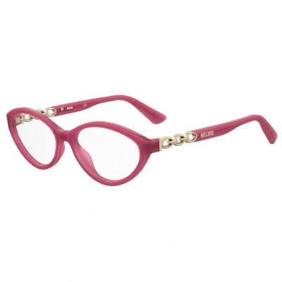 Abbildung von Moschino Damen MOS597 8CQ Rahmen von BRILLEN Acetat Kirsche Rund