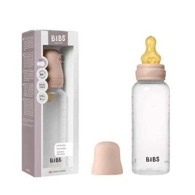 Abbildung von BIBS Babyflasche 270 ml. Sauger aus Naturkautschuk Babyflaschenset. Anti Kolik. BPA frei. Mittlerem Fluss. leicht und einfach zu reinigen. geeignet für Neugeborene ab 0 Jahren Blush