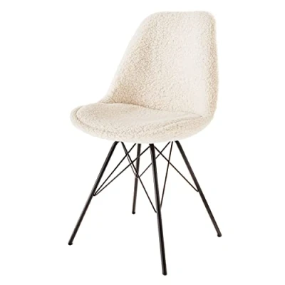 Abbildung von riess ambiente Stuhl SCANDINAVIA MEISTERSTÜCK creme / schwarz (Einzelartikel, 1 St), Esszimmer · Bouclé Metall Modern Design