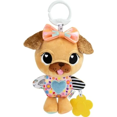 Abbildung von LAMAZE Lovey the Pug Clip and Go Baby Kinderwagen Spielzeug Sensorik für Babys Frühes Lernspielzeug ab 0 6 Monaten Fachmännisch entwickeltes Neugeborene Geschenke zur Babyparty