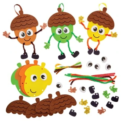 Abbildung von Baker Ross FX572 Eichel Mix&amp;Match Dekorationssets Packung mit 8, Herbstdekorationen für Kinder