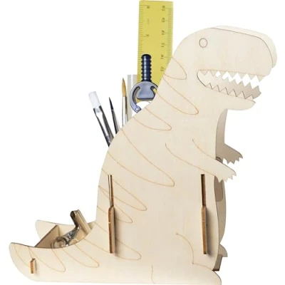 Abbildung von Pebaro 3D Puzzle Holzbausatz Laser cut Stiftehalter Dinosaurier, 477/3, 7 Puzzleteile