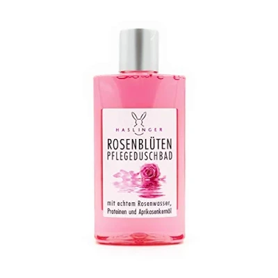 Abbildung von Rosenblüten Duschbad Shampoo mit Rosenwasser 200ml Haslinger Pflegeduschbad