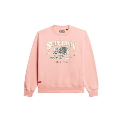 Abbildung von Superdry Damen Locker geschnittenes Travel Souvenir Sweatshirt Pfirsich Pink Meliert 40