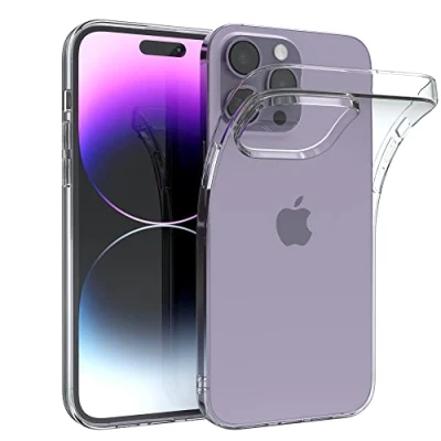 Abbildung von EAZY CASE Hülle kompatibel mit iPhone 14 Pro Max Schutzhülle Silikon, Ultra dünn, Slimcover, Handyhülle, Silikonhülle, Backcover, Durchsichtig, Klar Transparent