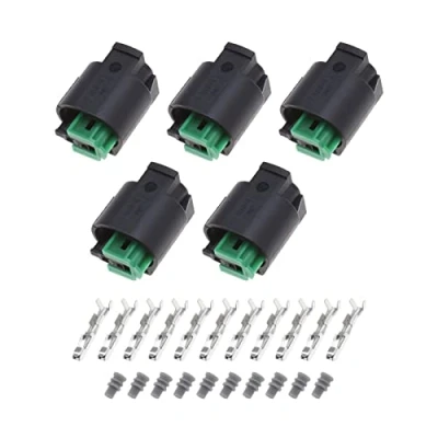 Abbildung von ECSiNG 5 Sets 2 poliger Temperatursensorstecker 1 967644 968405 polige Buchsen mit Buchsenanschlüssen und Dichtungen Sensorstecker Kit für Buchse