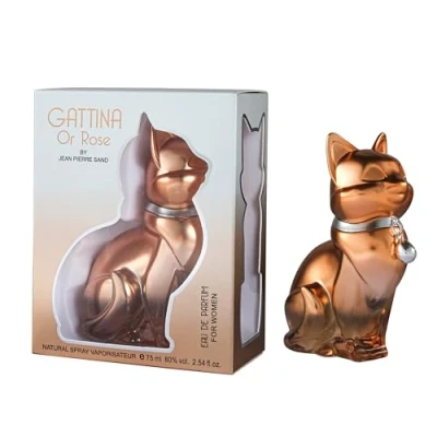 Abbildung von Jean Pierre Sand Gattina Rose Eau de Parfum, 75ml Parfum für Frauen im Sammlerflakon, ideal als Geschenk Damenparfum Katzen Flakon