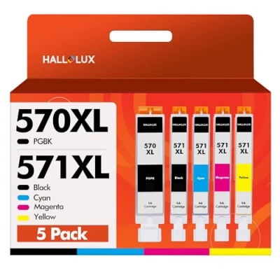 Abbildung von PGI 570 CLI 571 XL 570XL 571XL Druckerpatronen Kompatible für Canon Multipack TS5050 MG5750 TS5055 MG6852 MG5753 (PGBK Schwarz Cyan Gelb Magenta, 5er Pack)