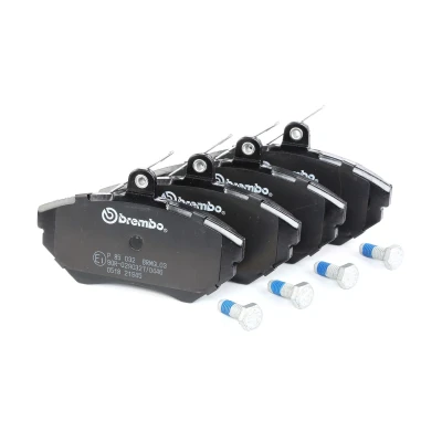 Abbildung von BREMBO P 85 032 Bremsbelagsatz exkl. Verschleißwarnkontakt mit Bremssattelschrauben ohne Zubehör VOLKSWAGEN: Polo III Schrägheck, Golf 4 Cabrio