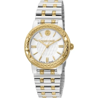Abbildung von Roberto Cavalli by Franck Muller Damen Analog Quarz Uhr mit Edelstahl Armband RV1L188M0081