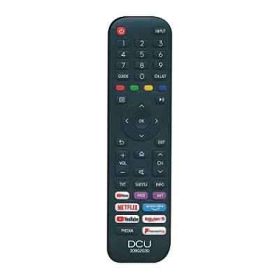 Abbildung von DCU TECNOLOGIC TV Fernbedienung, Fernbedienung für HISENSE LCD/LED Fernseher, Enthält Tasten Netflix, Prime Video, Farbe Schwarz