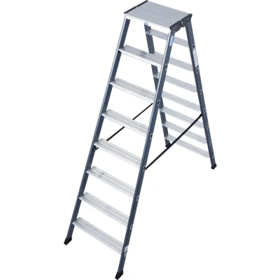 Abbildung von KRAUSE Doppelleiter &quot;SePro D&quot;, Alu eloxiert, 2x8 Stufen, Arbeitshöe ca. 327 cm