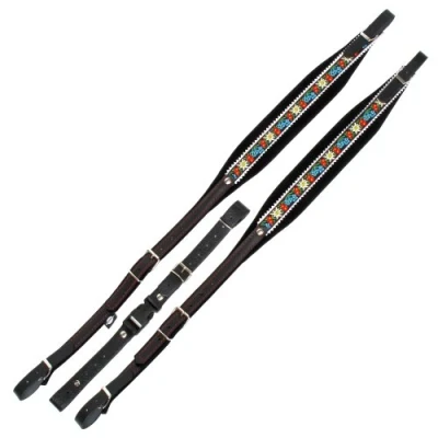Abbildung von Alpenklang Harmonikariemen für 4 reihige Harmonikas edelweiß/schwarz (Längenverstellbar 97 104cm, Riemenbreite 7cm, Polsterung, edle Stickerei)