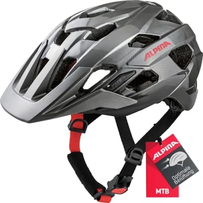 Abbildung von ALPINA ANZANA Optimal Anpassbarer, Leichter &amp; Sicherer Fahrradhelm Mit Fliegennetz Nachrüstbarem LED Für Erwachsene, darksilver black red gloss, 57 61 cm