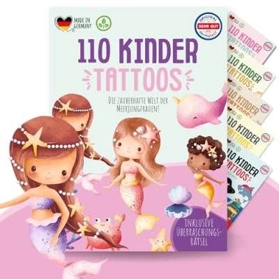 Abbildung von MeinBaby123® Kindertattoo 110 hautfreundliche Kinder Tattoos, Meerjungfrauen