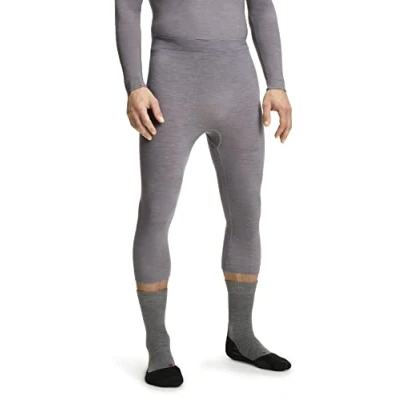 Abbildung von FALKE Herren Baselayer Hose Wool Tech Light 3/4 M TI Wolle Schnelltrocknend 1 Stück, Grau (Grey Heather 3757), L