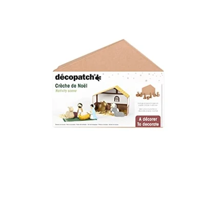 Abbildung von Decopatch Décopatch NO053C Weihnachtskrippe mit Figuren aus Pappmaché, für Weihnachtsdeko, einfach zum Verzieren, Kartonbraun, 1 Stück