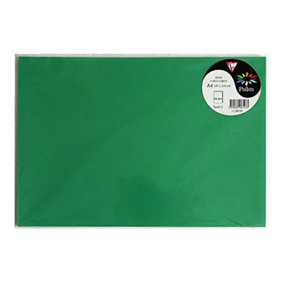 Abbildung von Clairefontaine 26123C Packung mit 5 Bögen Briefpapier Pollen DIN A4 21x29,7 cm, 120g, ideal für Ihre Einladungen und Korrespondenz, Premium glattes Papier, Tannenbaumgrün, 1 Pack