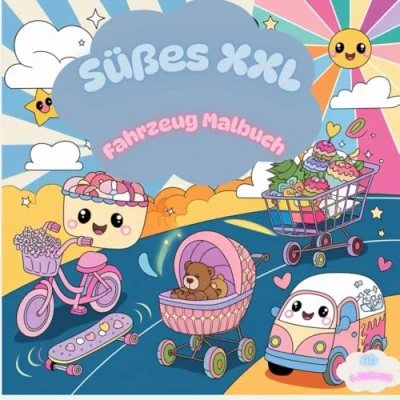 Abbildung von Fahrzeug Malbuch für Kinder: Lustige Malseiten ab 4 Jahren Mit Autos, Traktor, Flugzeug und noch mehr. freien Seiten zum Zeichnen Kritzeln: ... Perfekt Ausmalen, Kritzeln Entdecken