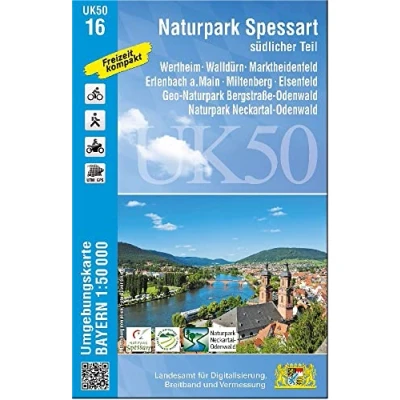 Abbildung von UK50 16 Naturpark Spessart südlicher Teil: Wertheim, Walldürn, Marktheidenfeld, Erlenbach a.Main, Miltenberg, Elsenfeld, Geo ... Karte Freizeitkarte Wanderkarte)