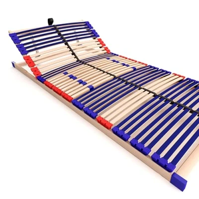 Abbildung von stabiler Lattenrost 100% BUCHE Lattenrahmen Kopfteil verstellbar SCHULTERFRÄSUNG, 7 Zonen, 42 Federleisten, Härte Regulierung, Mittelgurt VARIO SLEEP BEST 42® unmontiert (80x200cm)