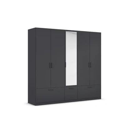 Abbildung von rauch Drehtürenschrank &quot;Bari&quot;, mit Schubkästen und Spiegel mittig, Metallgriff in Graumetallic