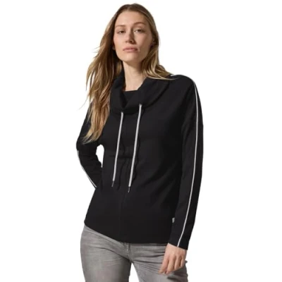 Abbildung von Cecil MIT Kontrastdetail Langarmshirt, Damen, Größe: Medium, Schwarz
