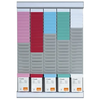 Abbildung von Nobo T Karten Wochenplanungs Set, Wandmontage, Haftnotizen Set mit 5 Spalten &amp; 24 Slots, Größe 2, enthält bunt, 2911680