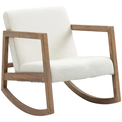 Abbildung von Schaukelstuhl mit Holzrahmen gepolstert Relax Stuhl Sessel Wohnzimmersessel Lounge gepolst