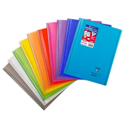 Abbildung von Clairefontaine 381401C Heft Koverbook Umschlag aus PP transparent DIN A4+, 24x32cm, 50 Blatt, französische Lineatur, 1 Stück, farbig sortiert