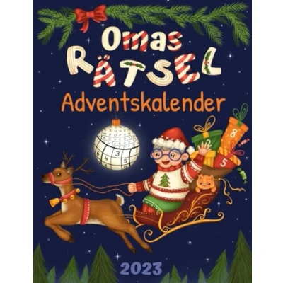 Abbildung von Omas Rätsel Adventskalender 2023: Senioren für Oma mit 72 Rätseln in großer Schrift inkl. Sudoku, Kreuzwort &amp; Wortsuchrätseln