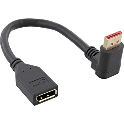 Abbildung von InLine® DisplayPort 1.4 Adapterkabel ST/BU, 8K4K, nach oben gewinkelt, schwarz/gold, 0,15m
