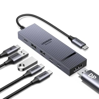 Abbildung von UGREEN Revodok DisplayPort USB C Hub 10Gbps, Docking Station mit DP 4K@60Hz, 3.2 Datenports, PD 100W Schnellladung, Multiport Adapter Kompatibel MacBook, iPad Pro, Surface Laptop usw.