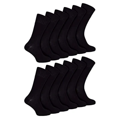 Abbildung von IOMI 12 Paar Herren Socken Ohne Gummibund Nahtlos Extra Weit Bambus Diabetikersocken (39 45, Schwarz)