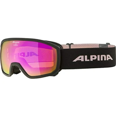 Abbildung von ALPINA SCARABEO JR. Q LITE Verspiegelte, Kontrastverstärkende OTG Skibrille Mit 100% UV Schutz Für Kinder, black rose, One Size