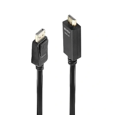 Abbildung von LINDY 36921 DisplayPort Kabel HDMI 1.4, 1 Meter, Display Port 1.2 4K 4096x2160@30Hz 10.2G Kompatibel mit TV, Gaming, Monitor, Xbox, PS4, PS5, Blu Ray, Soundbar Die 2 Jahres Garantie Schwarz
