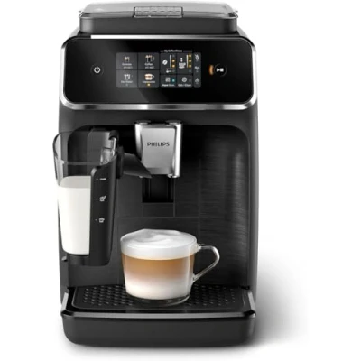 Abbildung von Philips 2300 Series Kaffeevollautomat 4 Getränkesorten, Touchscreen Display, LatteGo Milchsystem, SilentBrew, 100% Keramikmahlwerk, AquaClean Filter. Mattschwarz (EP2330/10)