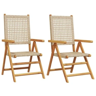 Abbildung von vidaXL Gartenstuhl Gartenstühle 2 Stk. Beige Massivholz und Poly Rattan (2 St)