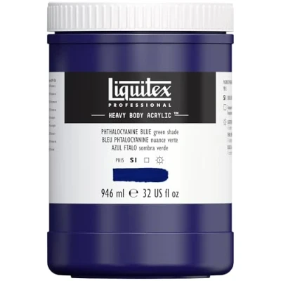 Abbildung von Liquitex 4413316 Professional Heavy Body Acrylfarbe in Künstlerqualität mit ausgezeichneter Lichtechtheit buttriger Konsistenz, 946ml Topf Phthaloblau (Grünton)