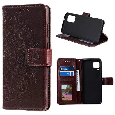 Abbildung von CoverKingz Handyhülle für Samsung Galaxy A42 5G Handytasche mit Kartenfach Schutztasche Cover Handy Hülle klappbar Motiv Mandala Braun