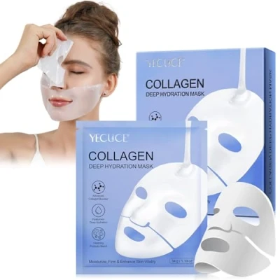 Abbildung von Bio Collagen Mask, Maske, 6 Stück kollagen maske Overnight, Reduziert feine Linien und Falten, Mask Moisturising Overnight Face Masks &amp; Cures
