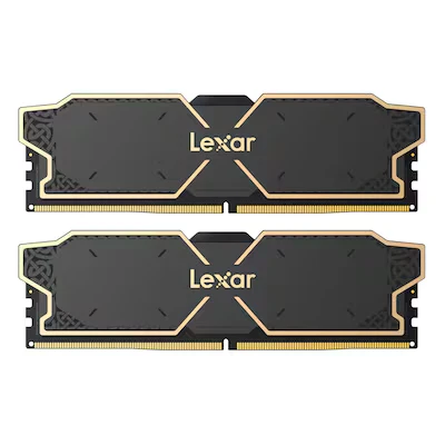Abbildung von Lexar THOR OC Schwarz 16GB Kit (2x16GB) DDR5 6000 DIMM, CL38 48 96, Intel XMP 3.0/AMD EXPO