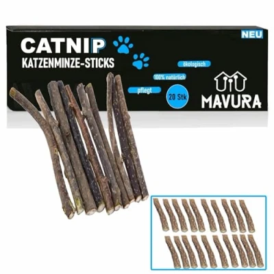 Abbildung von MAVURA Zahnpflege Spielzeug CATNIP Matatabi Kauhölzer 20 Sticks Katzen Holz Katzenminze, Dental Care Zähne Katzensticks
