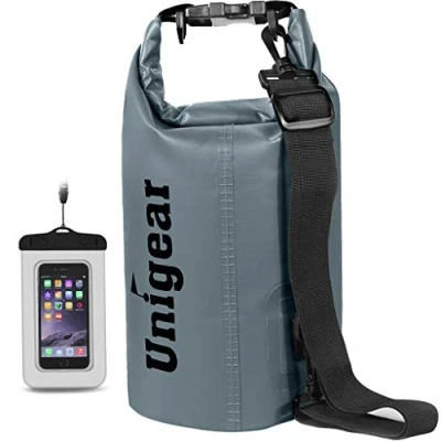 Abbildung von Unigear Dry Bag, Wasserdicht Taschen mit Handytasche und Gurte für Boot Kajak, Angeln, Rafting, Schwimmen, Camping Snowboarden, MEHRWEG