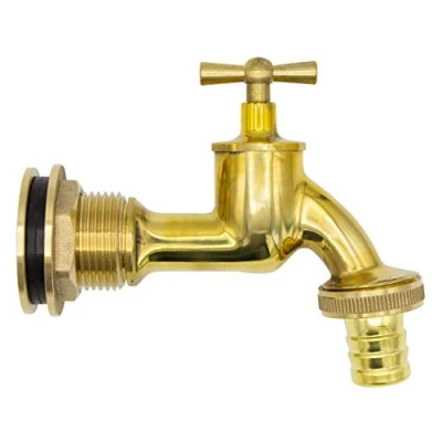 Abbildung von VARIOSAN Regentonnendurchführung + Auslaufventil Set 14948, 3/4&quot;, Messing, poliert