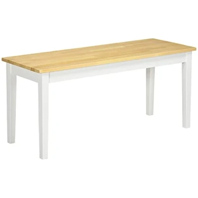 Abbildung von HOMCOM Sitzbank Holzbank Küchenbank (Wohnzimmerbank, 1 St., Essbank), Weiß, 102 x 36 45 cm