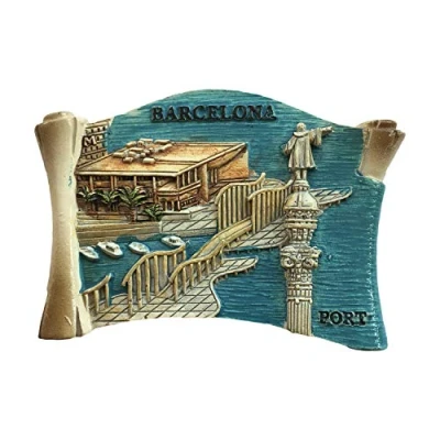 Abbildung von Barcelona Spanien 3D Scroll förmigen Kühlschrankmagnet Touristische Souvenirs Harz Magnetische Aufkleber Home &amp; Kitchen Dekoration aus China