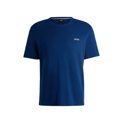 Abbildung von BOSS Waffle Nachtwäsche Shirt, Herren, Größe: Small, Open blue thirtyfour