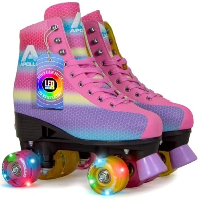 Abbildung von Apollo Disco Roller, Classic Rollschuhe für Kinder und Erwachsene, größenverstellbare Quad Skates, 3 Größen, verstellbar von 31 bis 42, Damen in schicken Designs